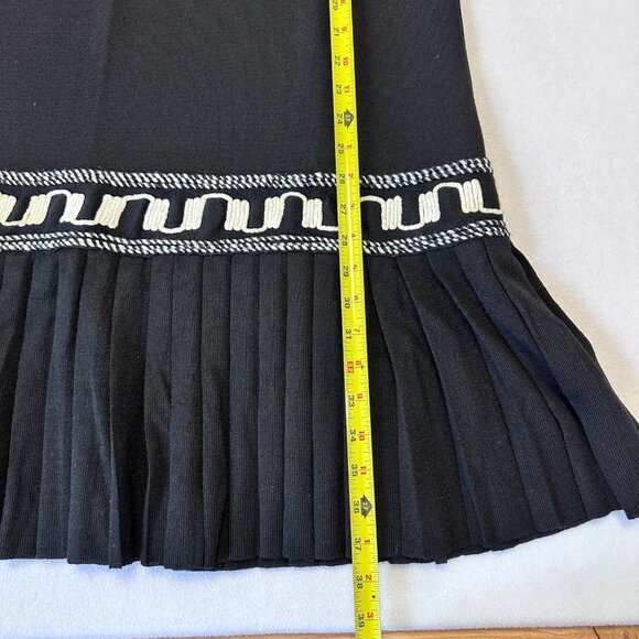 Otto Marzo 100% Wool Mini Pleated Drop Waist Long Sleeve Dress Size US 8 Black - Picture 13 of 14